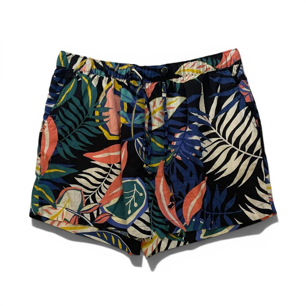 C&C California Linen Tropical Print Shorts Elastic Waist Size L Summer‎ Resort